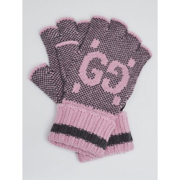 Gucci Light Purple Grey Cashmere GG Fingerless Gloves S sz - Picture 3 of 12